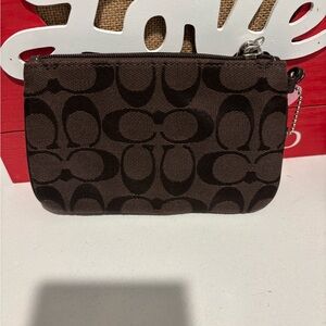 Sold Coach Brown Monogram Wristlet